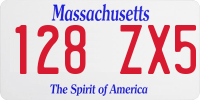 MA license plate 128ZX5