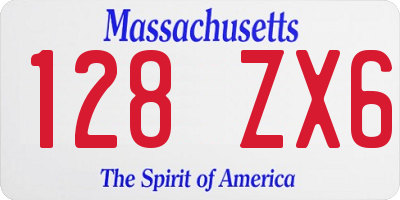 MA license plate 128ZX6