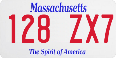 MA license plate 128ZX7