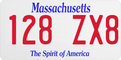 MA license plate 128ZX8