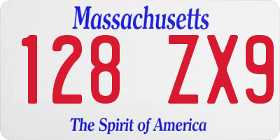 MA license plate 128ZX9