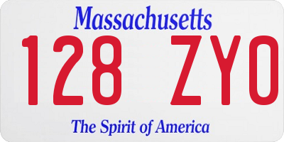 MA license plate 128ZY0