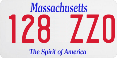 MA license plate 128ZZ0