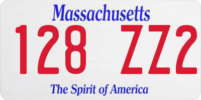 MA license plate 128ZZ2