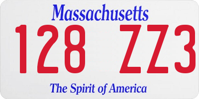 MA license plate 128ZZ3