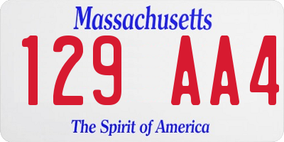 MA license plate 129AA4
