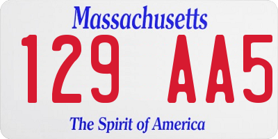 MA license plate 129AA5