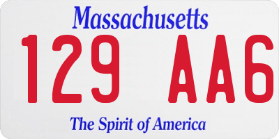 MA license plate 129AA6