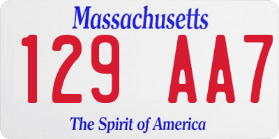 MA license plate 129AA7