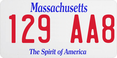 MA license plate 129AA8