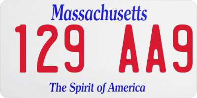 MA license plate 129AA9