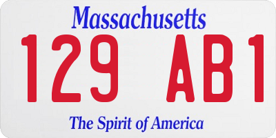 MA license plate 129AB1