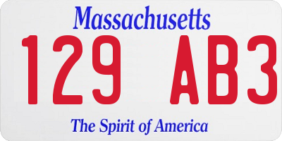 MA license plate 129AB3