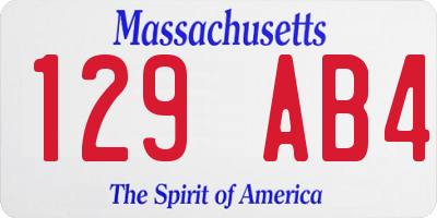 MA license plate 129AB4