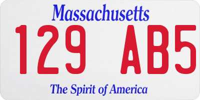 MA license plate 129AB5
