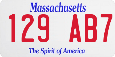 MA license plate 129AB7