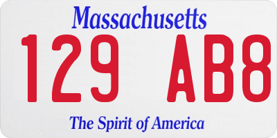 MA license plate 129AB8
