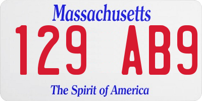 MA license plate 129AB9