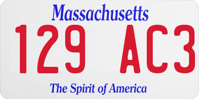 MA license plate 129AC3
