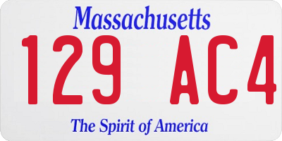 MA license plate 129AC4