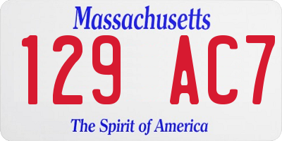 MA license plate 129AC7
