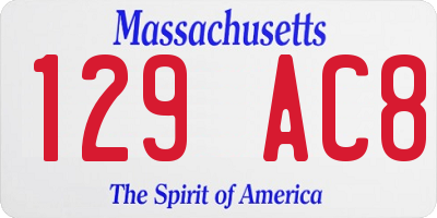 MA license plate 129AC8