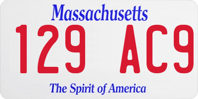 MA license plate 129AC9