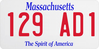 MA license plate 129AD1