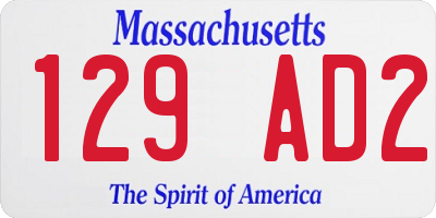 MA license plate 129AD2