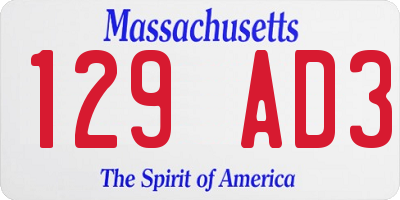 MA license plate 129AD3