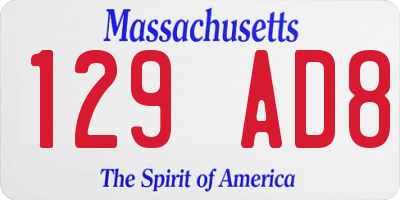MA license plate 129AD8