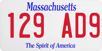 MA license plate 129AD9