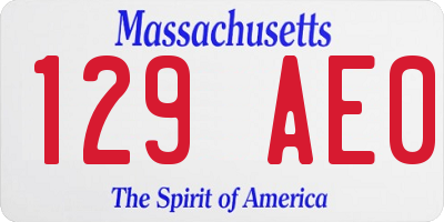 MA license plate 129AE0