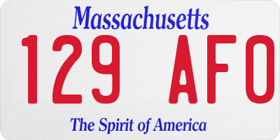MA license plate 129AF0