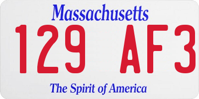 MA license plate 129AF3