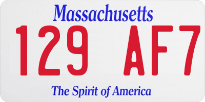 MA license plate 129AF7