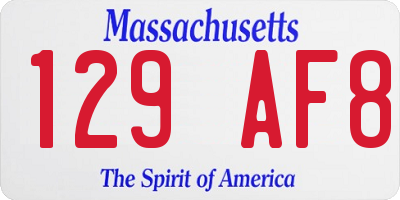 MA license plate 129AF8
