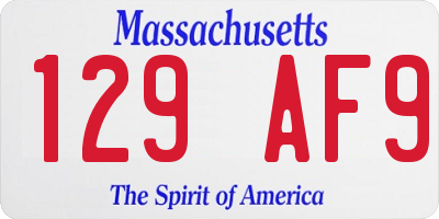 MA license plate 129AF9