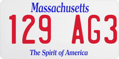 MA license plate 129AG3
