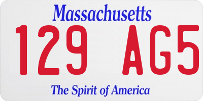 MA license plate 129AG5