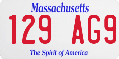 MA license plate 129AG9