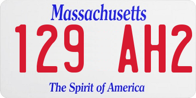 MA license plate 129AH2