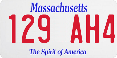 MA license plate 129AH4