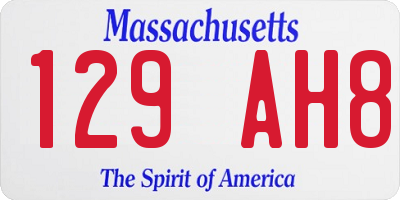 MA license plate 129AH8