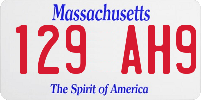 MA license plate 129AH9