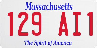 MA license plate 129AI1