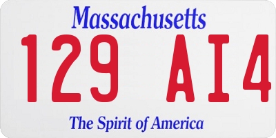 MA license plate 129AI4