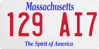 MA license plate 129AI7