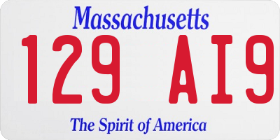 MA license plate 129AI9