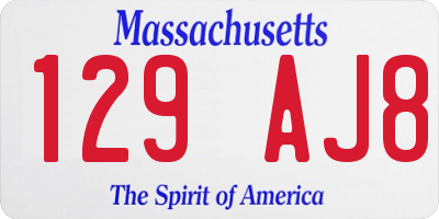 MA license plate 129AJ8